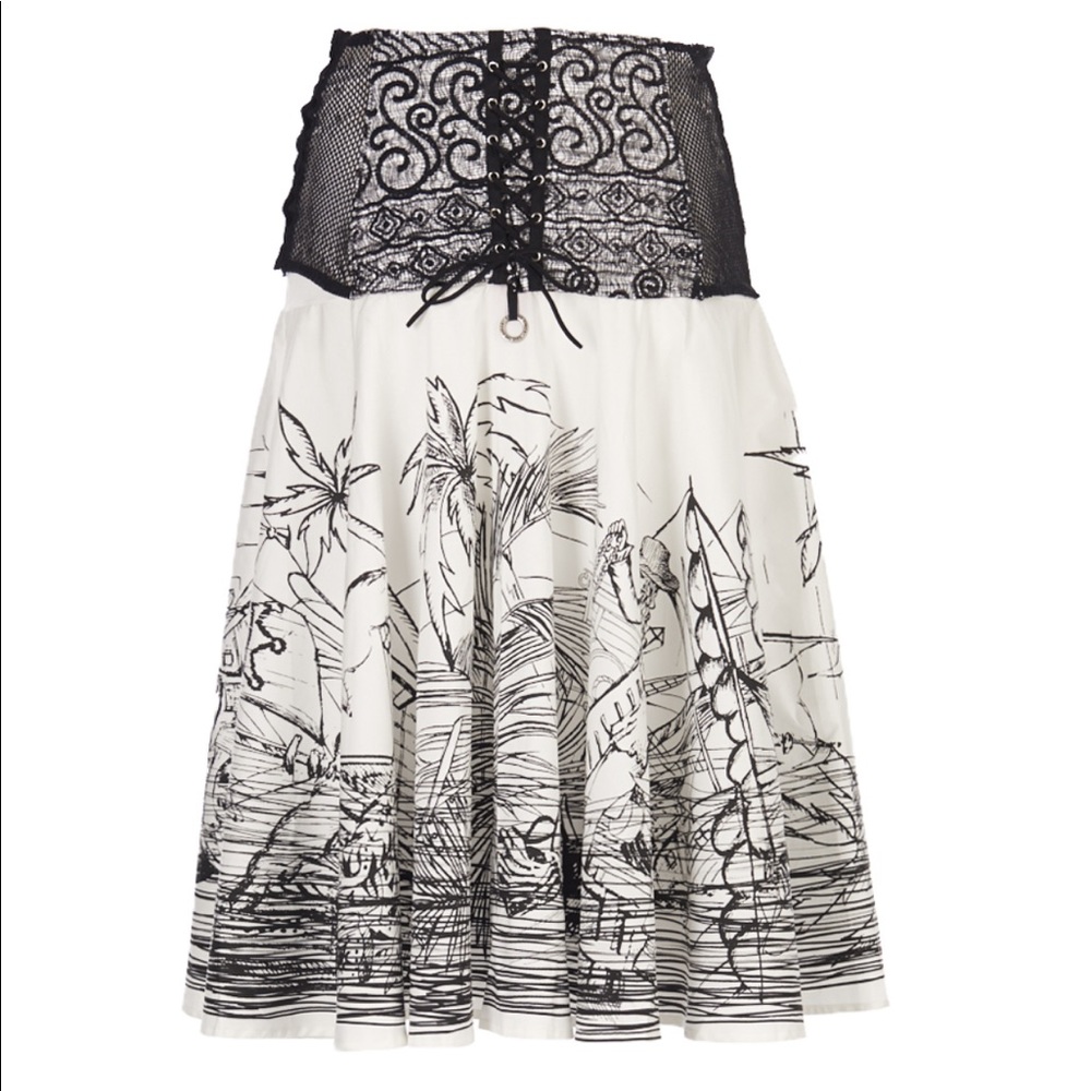 Save the queen pirate theme midi skirt NWT